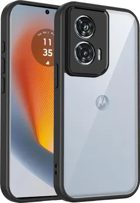 Immagine prodotto di Custodia per Motorola Moto G04/G04s/G24/E14 cover posteriore trasparente con cornice in TPU, antiurto Nero