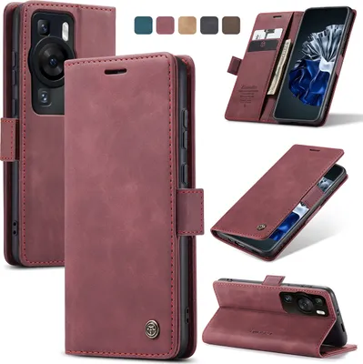 Produktbild von Huawei P60 Pro Hülle, Retro Kunstledertasche mit Standfunktion Schutzhülle für Huawei P60 Pro Rot