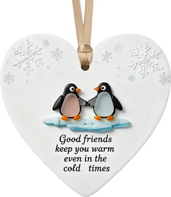 Produktbild von Herzförmiger Freundschaftsanhänger aus Treibglas, handgefertigt, Weihnachtsschmuck aus Treibglas, Tieranhänger, Erinnerungsstück für beste Freunde