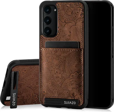 Produktbild von SURAZO Premium Echt leder Back case für Samsung Galaxy A54 Hülle Stoßfestes Leder Handyhülle Slim Bumperhülle (Ornament Braun)