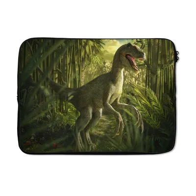 Produktbild von MuchoWow® Laptop Hülle 14 ZollDinosaurier - Pflanzen - Grün - Illustration - Kinder - Jungen Laptoptasche - Laptoptasche - Stoßsicher - Schutzhaube