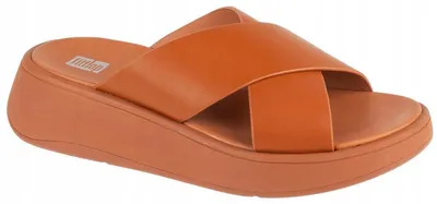 Produktbild von FitFlop - "F-Mode" Badesandale für Damen, Leder, flach geformter Absatz PP10304 (36 EU) (Hellbraun)