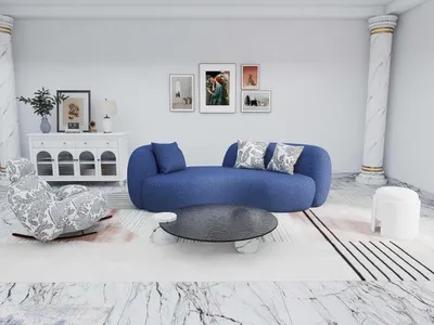 Produktbild von Elegante Wohnzimmer Garnitur 3-Sitzer Schaukelstuhl Edler Couchtisch
