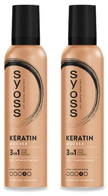 Zdjęcie produktu dla 2 sztuki pianki do włosów Syoss Keratin - 250 ml - zestaw ekonomiczny