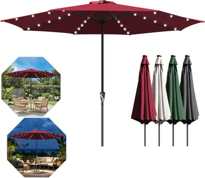 Image de TolleTour Ø350cm Parasol Parasol UV40+ Parasol de jardin Terrasse Jardin Protection UV LED Solaire, Vert