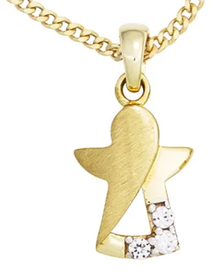 Produktbild von Anhänger Engel Schutzengel aus 333 Gold Gelbgold teilmatt Zirkonia Goldanhänger