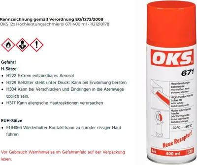 Zdjęcie produktu dla Wysokowydajny olej smarowy OKS 671 400 ml - 1121210178