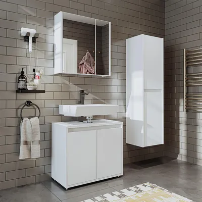 Zdjęcie produktu dla Roomart MELONA-S2-65 Zestaw mebli łazienkowych, 3-częściowy, szerokość 65 cm, biały