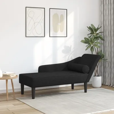 Productafbeelding van Maison Exclusive - Chaise longue met kussen, zwart, stoffen bekleding