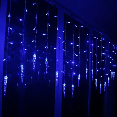 Produktbild von LED Eiszapfen Lichtervorhang Blau Lichterkette 8 Lichtmodi Party Garten Fenster Weihnachten Deko