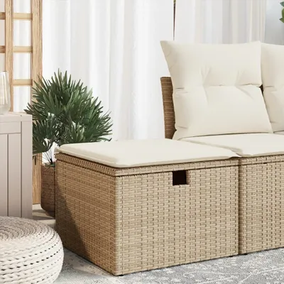 Obrázok produktu pre vidaXL Záhradná stolička s vankúšom béžová 55x55x37 cm Poly ratan