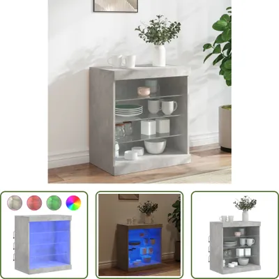 Produktbild von The Living Store Sideboard mit LED-Leuchten Betongrau 60,5x37x67 cm
