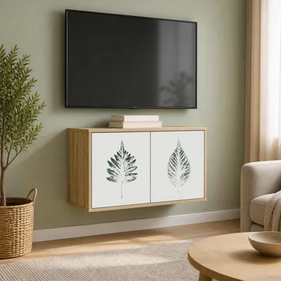 Imagen del producto de Maison Exclusive - Mueble de pared para televisión, modelo HANAU, 69 x 33 x 40 cm, acabado en roble Sonoma