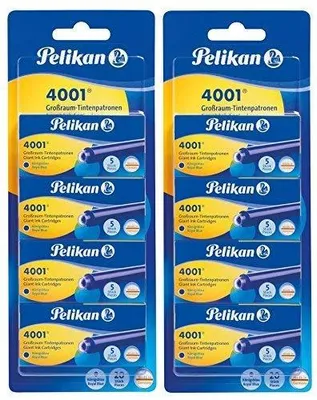 Produktbild von Pelikan 330894 Tintenpatronen 4001, 40 Stück, (4 x 5 Großraum-Patronen, königsblau, 2 Packungen)