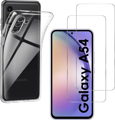 Image de Housse pour Samsung Galaxy A54 5G avec 2 films de protection d'écran en verre trempé Phonillico®