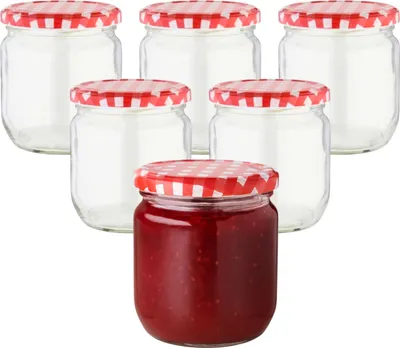Image de Ensemble de 6 bocaux de 425 ml avec couvercles et étiquettes, pour la conservation des aliments et le stockage, idéal pour la cuisine et autres
