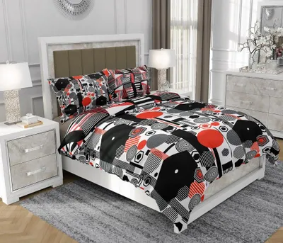 Immagine prodotto di Biancheria da letto 200x220 cm + 2x70x80 cm, set 3 pezzi, 100% cotone, cerniera, nero - SOVIO | So.9053