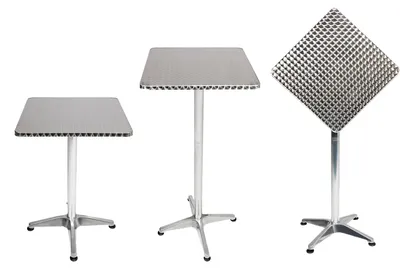 Image de 2 tables de bistrot en aluminium 60x60cm H70/110cm hauteur réglable pliable