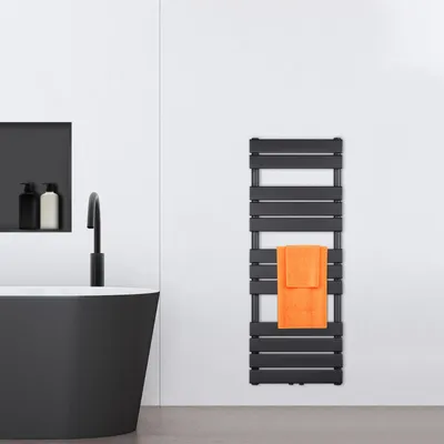 Produktbild von VILSTEIN Badheizkörper, Heizkörper Bad, Handtuchheizkörper Seitenanschluss & Mittelanschluss, Paneel Bad Heizkörper Flach, Paneelheizkörper Handtuchhalter, Schwarz, 564W, 120x45 cm