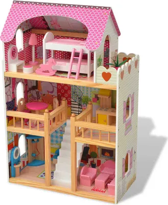 Produktbild von 3-Stöckiges Puppenhaus Holz 60 x 30 x 90 cm