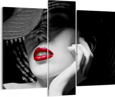 Produktbild von Bild auf Leinwand - Leinwandbild - Frau Gesicht Lippen - 95x80cm - Wand Bild - Wanddeko - Wandbilder - Leinwanddruck - Bilder - Kunstdruck - Wanddekoration - Leinwand bilder - Wandkunst - CB95x80-3618