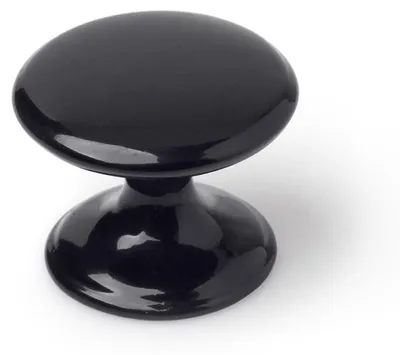 Image de Bouton De Meuble Rei Zamak Noir Design Moderne, Finition Noire Mate - Rei