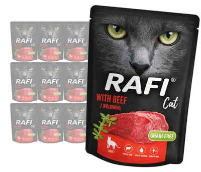 Zdjęcie produktu dla Rafi Cat Adult z Wołowiną 10x300g Bezzbożowa Mokra Karma Dla Kota