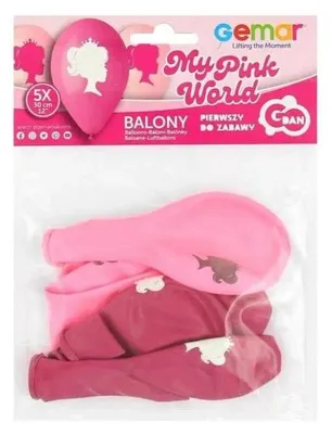 Produktbild von Premium-Luftballons „My Pink World“ mit Krone, 30 cm, 5 Stück – Godan