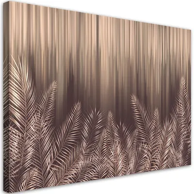 Produktbild von Leinwandbild Exotische Palmblätter 3D 60x40 Feeby Braun bild für die wand bereit zum aufhängen