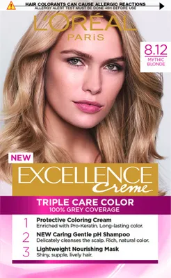 Produktbild von L'Oral Paris Excellence Creme Dauerhafte Haarfarbe im Farbton 8.12 Mythisches Blond