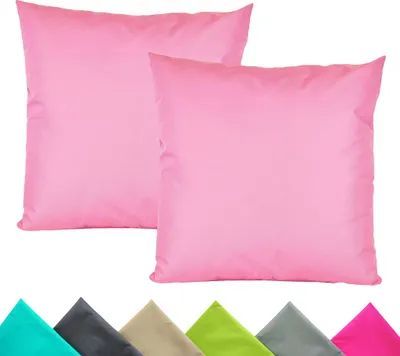 Produktbild von JACK 2er Set 40x40cm Outdoor Kissenhülle Kissenbezug Wasserfest Sitzkissen Lounge Kissen Garten Stuhl Lotus Effekt, Farbe:Rosa