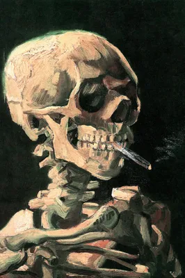 Zdjęcie produktu dla Vincent Van Gogh Art Print Obraz - Czaszka z płonącym papierosem, 1886 (120 x 80 cm)