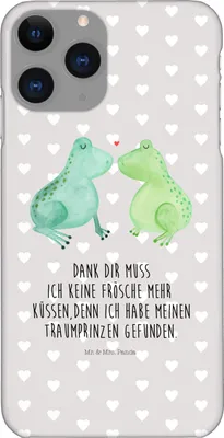 Produktbild von Mr. & Mrs. Panda Iphone 11 Pro Handyhülle Frosch Liebe - Grau Pastell - Geschenk, Frösche, Handy Case, Premium Kunststoff, Hochzeitstag, Freundin, Kuss, Verheiratet