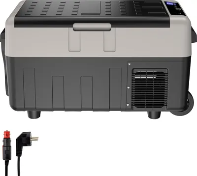 Produktbild von EUGAD Kühlbox mit Rollen Trolleygriff, 30 L, 12V/24V/100-240V, Grau+Schwarz