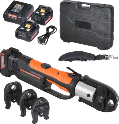 Immagine prodotto di Set di utensili a batteria SucceBuy, pinza crimpatrice elettrica con ganasce da M15, M22 e M28, 2 batterie da 20 V e 4,0 Ah, ecc.