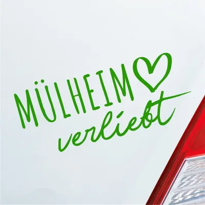 Produktbild von Auto Aufkleber Hellweg Druckerei Mülheim verliebt Herz Stadt Heimat Liebe Car 19x19 cm Hellgrün Sticker Heckscheibenaufkleber