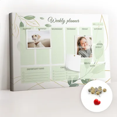 Produktbild von Korkwand mit Stecknadeln – Schwarzes Schild mit Stecknadeln für Fotos und Notizen – 60x40 cm – 100 Stück Metall-Stecknadeln