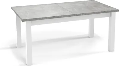Obrázok produktu pre Moderný obdĺžnikový rozkladací jedálenský stôl - úspora miesta - biele drevené nohy - 120 až 160 cm - sivý betón - 120 x 67 cm