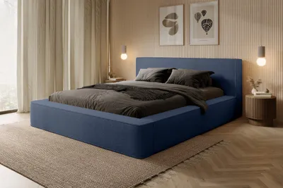 Produktbild von Polsterbett Doppelbett OMAHA 160x200cm in Stoff Euphoria Blau