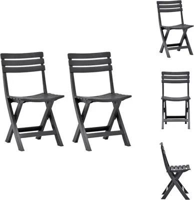 Produktbild von vidaXL Klappbare Gartenstühle 2 Stk. Kunststoff Anthrazit -  Gartenstühle