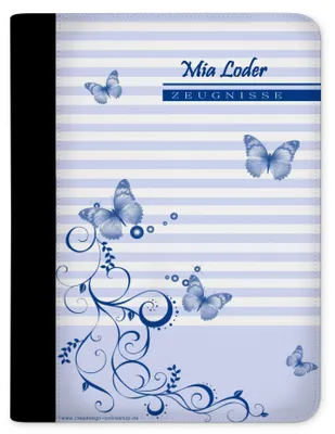 Produktbild von Zeugnismappe, Dokumentenmappe, Ordner A4, Schmetterling Blau