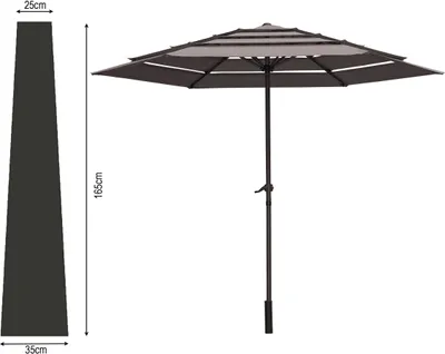 Produktbild von Schutzhülle Schwarz Länge 165cm für Sonnenschirme bis Ø 300cm Schutzhaube Abdeckplane