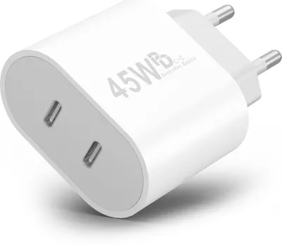 Produktbild von 45W USB-C Schnellladegerät Charger mit GaN-Technologie für Handy, iPhone, Samsung S21-S25, Tablet, iPad | Dual Port Netzteil Schnellladestecker PD