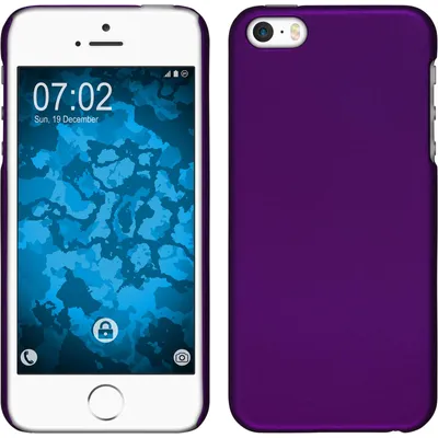 Produktbild von PhoneNatic Case kompatibel mit Apple iPhone SE 2016 (1.Gen) - Hülle lila gummiert Hard-case + 2 Schutzfolien