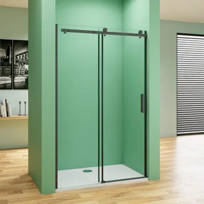 Produktbild von B:120xH:200cm Duschabtrennung Duschkabine Schwarz Schiebetür 8mm NANO Glas  Nischentür duschtür