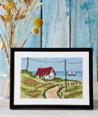 Zdjęcie produktu dla Permin zestaw do haftu krzyżykowego "Dom nad wodą", 18x13cm