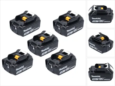 Produktbild von Makita Akku Set 5x BL 1830 B 18 V 3,0 Ah / 3000 mAh Li-Ion ( 5x 197599-5 ) mit LED Anzeige - original, kein Nachbau