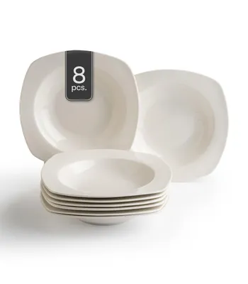 Produktbild von Suppenteller - 24 x 24 cm - Weiß - Bone China - eckig - 8er Set