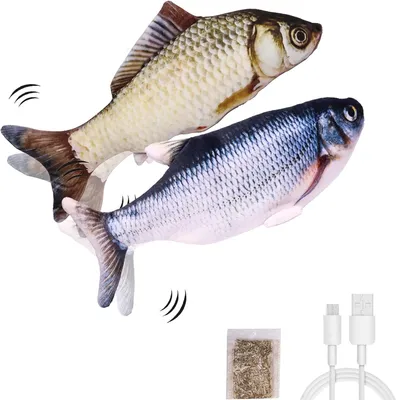 Produktbild von Elektrisches mobiles Fisch-Katzenspielzeug,realistische Plüschsimulation,elektrisches Schaukel-Fisch-Katzenspielzeug,Katzenminze-Trittspielzeug,interessantes interaktives Haustierkissen zum Kauen,Beißen und Treten für Katzen,Kätzchen und Kätzchen