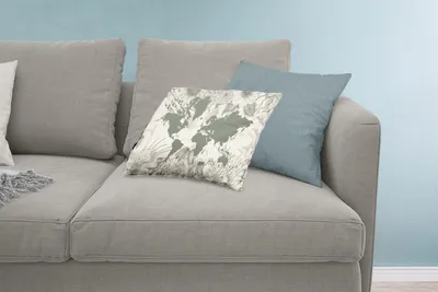 Produktbild von MuchoWow® Zierkissen Sofakissen Wohnzimmer Dekokissen 60x40 cm Weltkarte - Grau - Blumen - Kopfkissen - Polster mit Foto